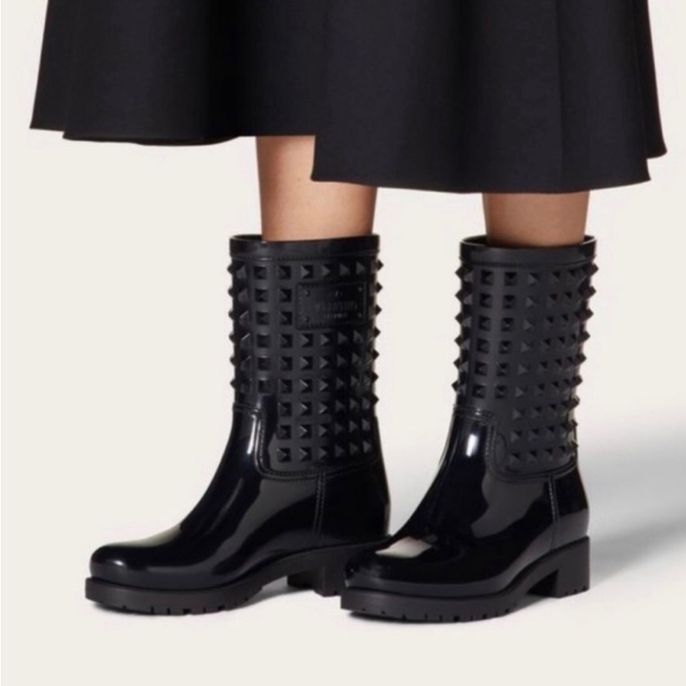 Rockstud PVC Mid-Calf Rain Boots - Women